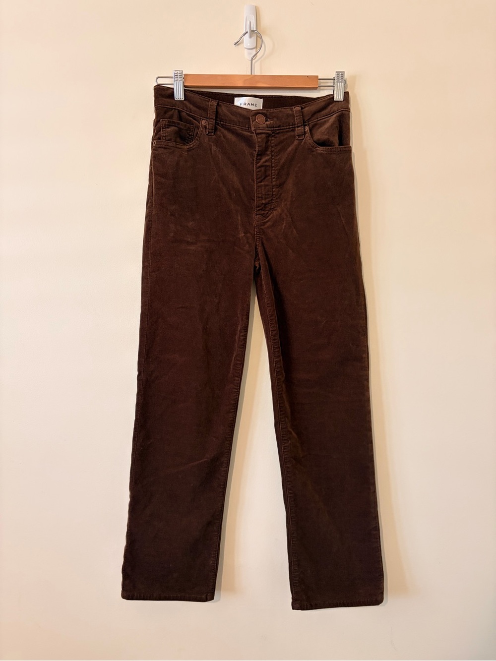 Frame Brown Corduroy Straight Leg Pants 27